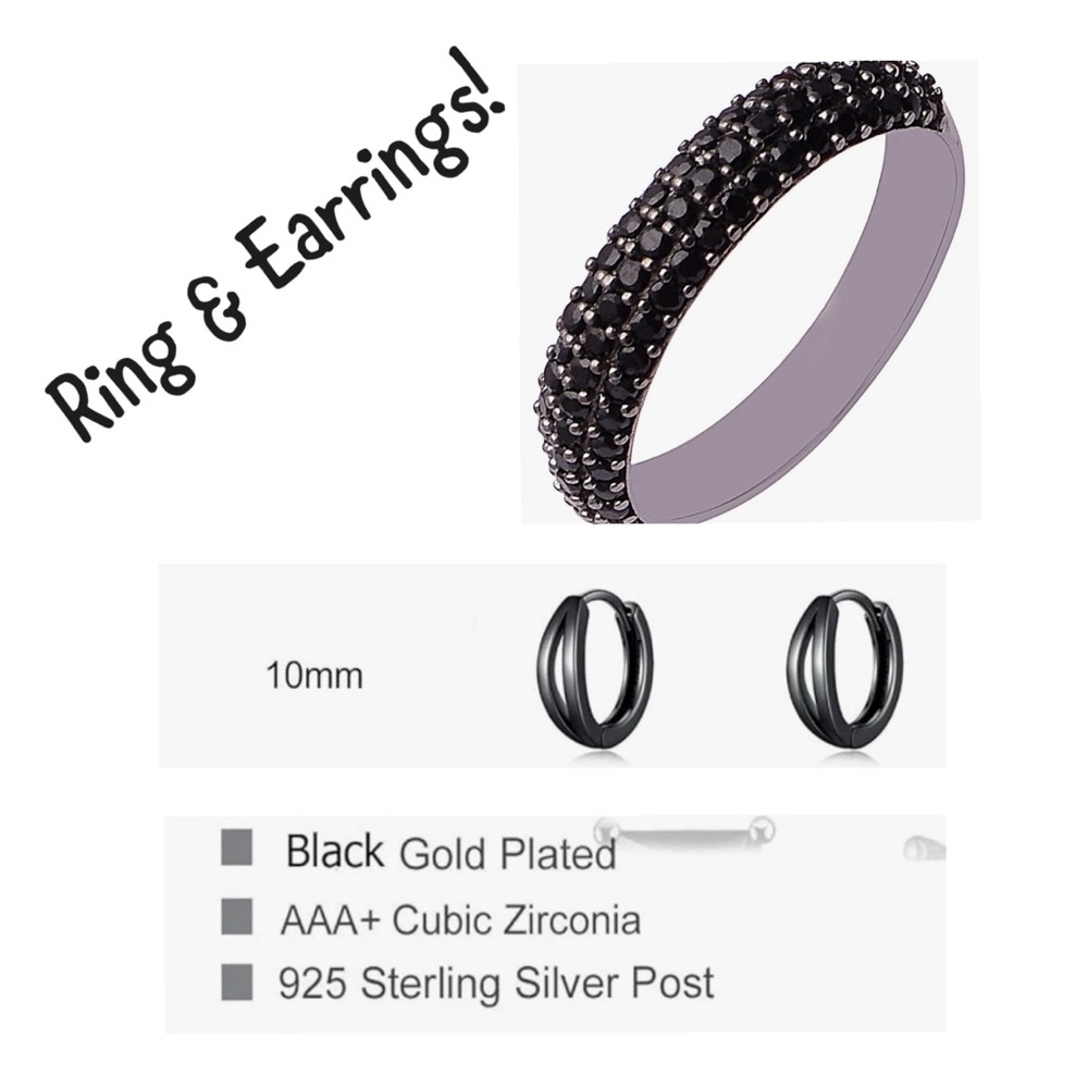 Sterling silver & black spinel half eternity ring